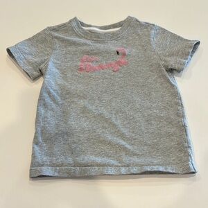 Janie and Jack Gray Kids T-Shirt Pink Flamingo